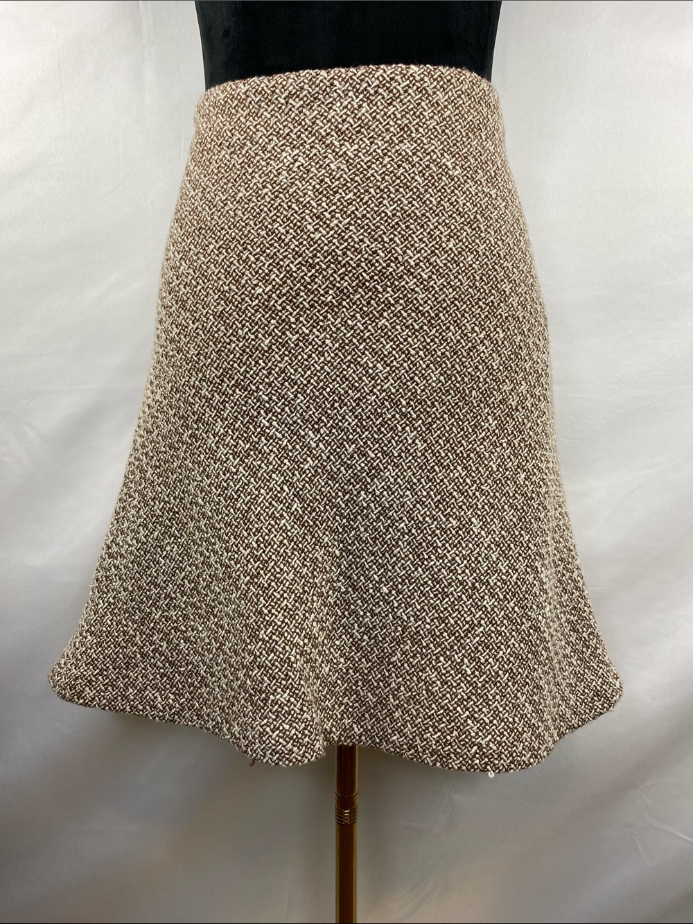 Vintage Y2K Old Navy Tweed A-Line High Waist Mini Skirt Brown / Cream Size 10
